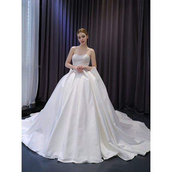 Sleeveless Ball Gown Wedding Dress Simple Strapless Bridal Gown Backless Gown Vestido 2024