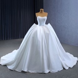 Sleeveless Ball Gown Wedding Dress Simple Strapless Bridal Gown Backless Gown Vestido 2024