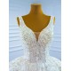 Sleeveless Ball Gown Wedding Dresses V Neck Sequin Arabic Wedding Bridal Gowns