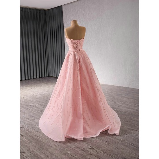 Sleeveless Beading Pink Prom Dresses For Black Girl Sweetheart Nec Mermaid Evening Dresses Birthday Party Gowns