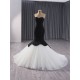 Sleeveless Black On White Mermaid Prom Dresses For Women 2024 Sweetheart Long Satin Evening Party Gowns