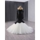 Sleeveless Black On White Mermaid Prom Dresses For Women 2024 Sweetheart Long Satin Evening Party Gowns