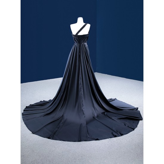 Sleeveless Black Prom Dresses Long Robe de Soiree Satin Back Mermaid Evening Party Dresses