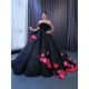 Sleeveless Black Prom Dresses Women Formal Party Evening Dress 3D Flowers Birthday Party Dress