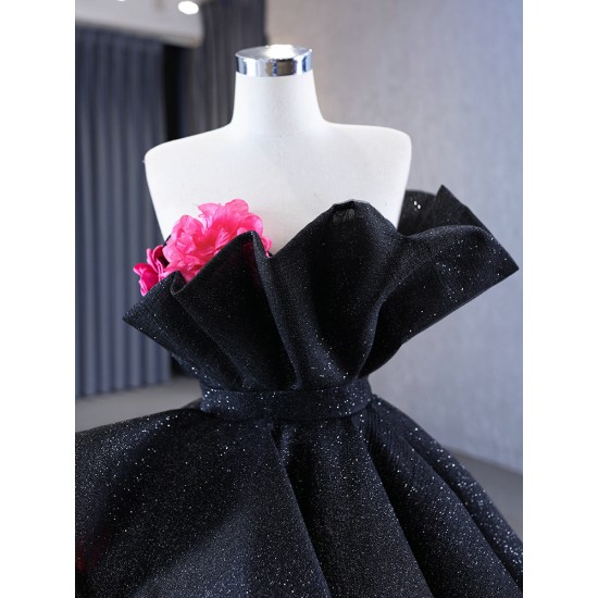 Sleeveless Black Prom Dresses Women Formal Party Evening Dress 3D Flowers Birthday Party Dress