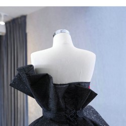 Sleeveless Black Prom Dresses Women Formal Party Evening Dress 3D Flowers Birthday Party Dress