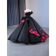 Sleeveless Black Prom Dresses Women Formal Party Evening Dress 3D Flowers Birthday Party Dress