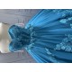 Sleeveless Blue Quinceanera Dresses Sweetheart Neck Vestidos De 15 Anos 3D Flowers Birthday Party Dress