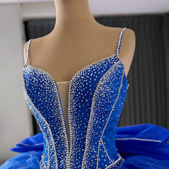 Sleeveless Blue Vestidos De 15 Anos Sweetheart Spaghetti Strap Quinceanera Dress 2024