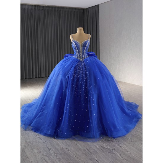 Sleeveless Blue Vestidos De 15 Anos Sweetheart Spaghetti Strap Quinceanera Dress 2024