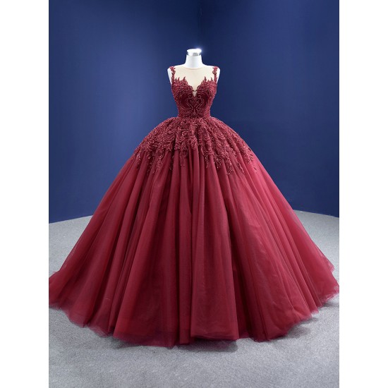 Sleeveless Burgundy Quinceanera Dress Beading Sweet 15 Dress Custom Made Vestidos De 15 Anos