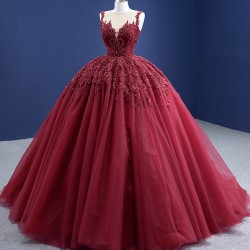 Sleeveless Burgundy Quinceanera Dress Beading Sweet 15 Dress Custom Made Vestidos De 15 Anos