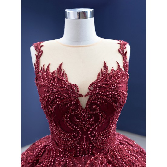 Sleeveless Burgundy Quinceanera Dress Beading Sweet 15 Dress Custom Made Vestidos De 15 Anos