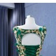 Sleeveless Emerald Green Quinceanera Dress Gold Floral Appliques Sweet 15 Gowns Square Collar Vestidos De 15 Anos