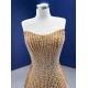 Sleeveless Gold Prom Dresses Strapless Women Formal Occasion Gowns Evening Party Dress