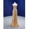 Sleeveless Gold Prom Dresses Strapless Women Formal Occasion Gowns Evening Party Dress