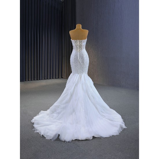 Sleeveless Mermaid Wedding Dress White Sweetheart Bridal Gown Engagement Banquet Gowns