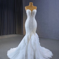 Sleeveless Mermaid Wedding Dress White Sweetheart Bridal Gown Engagement Banquet Gowns