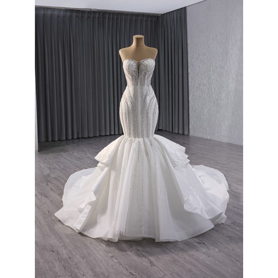 Sleeveless Mermaid Wedding Dresses Beading Bridal Gowns Elegant Vintage Vestidos De Novia