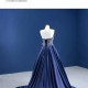 Sleeveless Navy Blue Evening Dresses 2024 Robe de Soiree Strapless Formal Prom Satin Party Gowns For Women