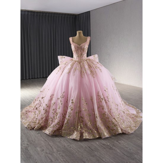 Sleeveless Pink Quinceanera Dress 2024 Sweep Train Tiered Vestidos De 15 Anos Party Dress Evening Dress