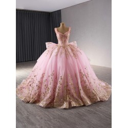 Sleeveless Pink Quinceanera Dress 2024 Sweep Train Tiered Vestidos De 15 Anos Party Dress Evening Dress