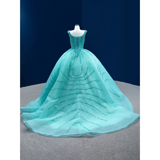 Sleeveless Quinceanera Dress Aqua Blue Vestidos De 15 Anos Princess Sweet 15 16 Years Old Birthday Party Gown