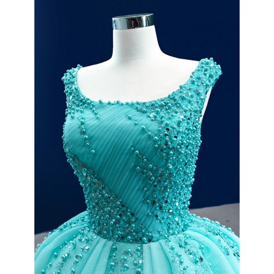 Sleeveless Quinceanera Dress Aqua Blue Vestidos De 15 Anos Princess Sweet 15 16 Years Old Birthday Party Gown