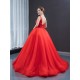 Sleeveless Red Evening Dresses Beaded Formal Party Prom Gowns Women 2024 Robe De Soiree