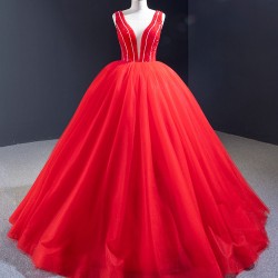 Sleeveless Red Evening Dresses Beaded Formal Party Prom Gowns Women 2024 Robe De Soiree