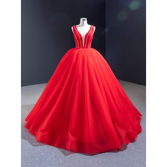 Sleeveless Red Evening Dresses Beaded Formal Party Prom Gowns Women 2024 Robe De Soiree