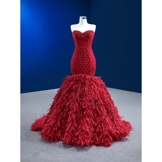 Sleeveless Red Evening Dresses For Women 2024 Sweetheart Neck Mermaid Long Prom Party Gowns Robe De Soiree