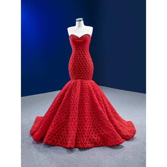 Sleeveless Red Evening Dresses For Women 2024 Sweetheart Neck Mermaid Long Prom Party Gowns Robe De Soiree