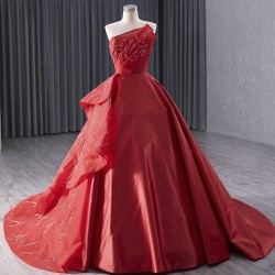 Sleeveless Red Prom Dresses Strapless Formal Evening Dress Crystal Party Women Gowns Customized