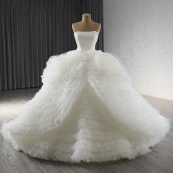 Sleeveless Ruffled Wedding Dress 2024 Strapless Bridal Dress Backless Brides Gowns For Women