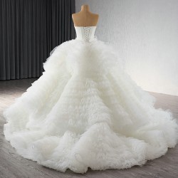 Sleeveless Ruffled Wedding Dress 2024 Strapless Bridal Dress Backless Brides Gowns For Women