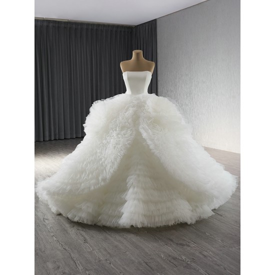 Sleeveless Ruffled Wedding Dress 2024 Strapless Bridal Dress Backless Brides Gowns For Women