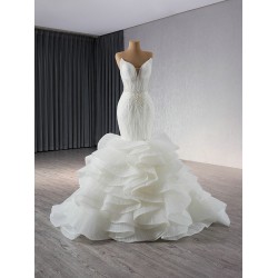 Sleeveless Ruffled Wedding Dresses V Neck 2024 Chiffon Bride Gowns Engagement Banquet Gowns