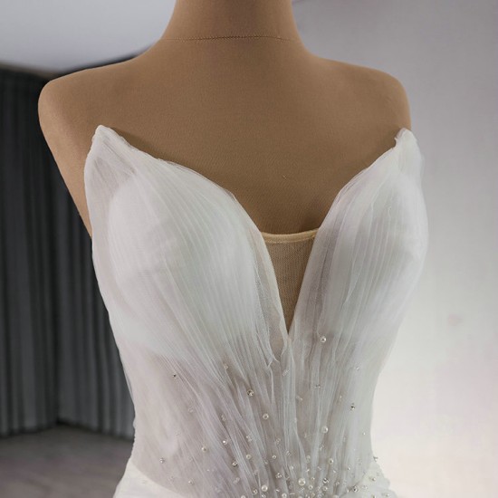 Sleeveless Ruffled Wedding Dresses V Neck 2024 Chiffon Bride Gowns Engagement Banquet Gowns