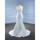 Sleeveless Satin Mermaid Wedding Dress Sweetheart Sexy Backless Lace Up Bridal Gown 2024