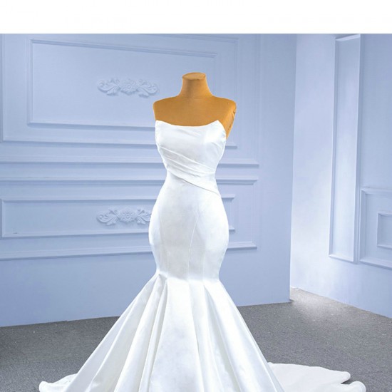 Sleeveless Satin Wedding Dresses Strapless Bridal Gowns Customize Robes De Mariee