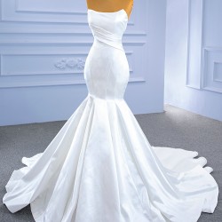 Sleeveless Satin Wedding Dresses Strapless Bridal Gowns Customize Robes De Mariee