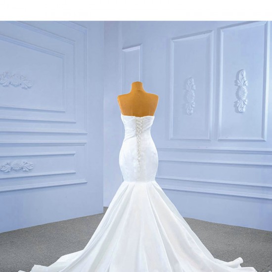 Sleeveless Satin Wedding Dresses Strapless Bridal Gowns Customize Robes De Mariee