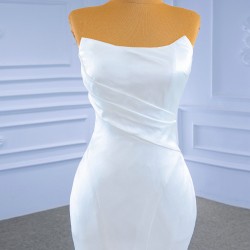 Sleeveless Satin Wedding Dresses Strapless Bridal Gowns Customize Robes De Mariee