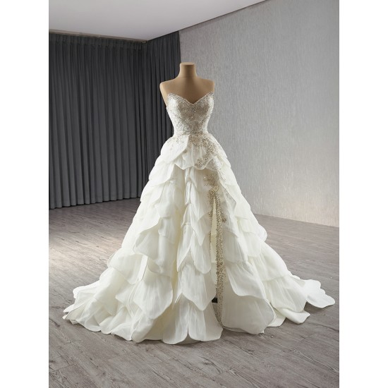 Sleeveless Tiered Wedding Dress Elegant V Neck Bridal Gowns 2024 Women Vestidos De Novia