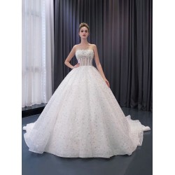 Sleeveless Wedding Dress 2024 Elegant Bridal Gowns Scoop Neck Sequin Princess Bride Gown Vestido De Noiva