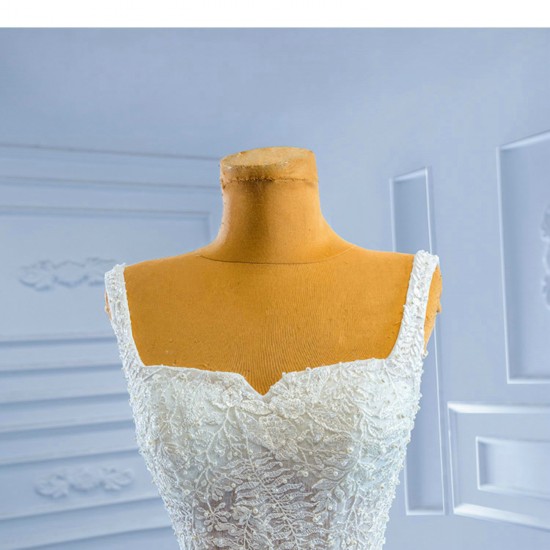 Sleeveless Wedding Dress Square Collar White Bride Gown For Woman Embroidery Vestido de Novia