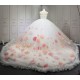 Sleeveless White Quinceanera Dresses for 3D Flowers Appliques Ball Gown Sweet 15 Prom Party Dresses