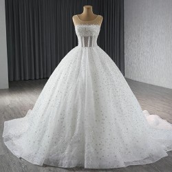 Sleeveless White Wedding Dress For Woman Square Collar Bride Gown Pleat Backless Floor Length 2024