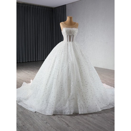 Sleeveless White Wedding Dress For Woman Square Collar Bride Gown Pleat Backless Floor Length 2024